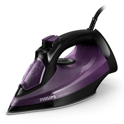 Bild av Philips 5000 Series Ångstrykjärn 2400 W, 45 g/min ångutsläpp, 180 g ångpuff, vertikal ånga, SteamGlide Plus stryksula, svart/lila (DST5030/80)