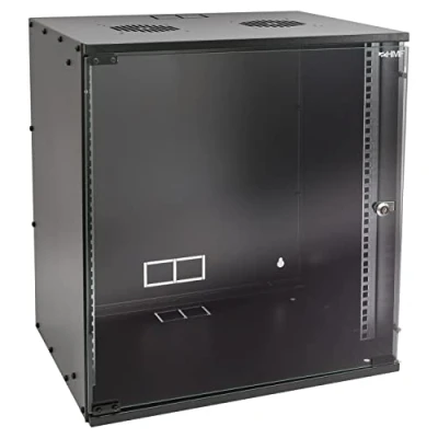 Bild av HMF 65712 02 nätverksskåp, serverskåp 19 tum 12 HE 400 mm djup glasdörr svart