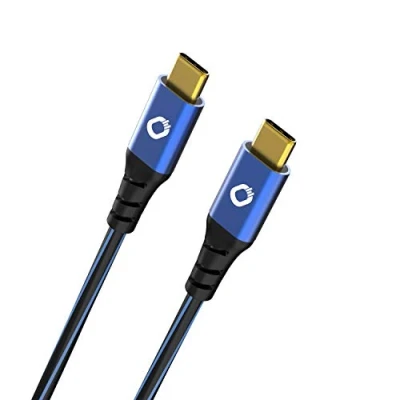 Bild av Oehlbach USB Plus CC kabel för smartphones 2 x typ C 3.1 PVC kappa OFC, blå/svart 1 m
