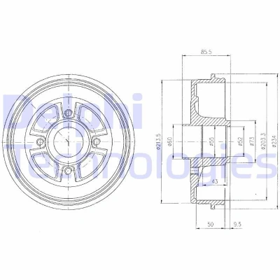 Bild av DELPHI BF380 Tambours de Frein sans bague ABS, roulement roue 225 RENAULT: LAGUNA 1
