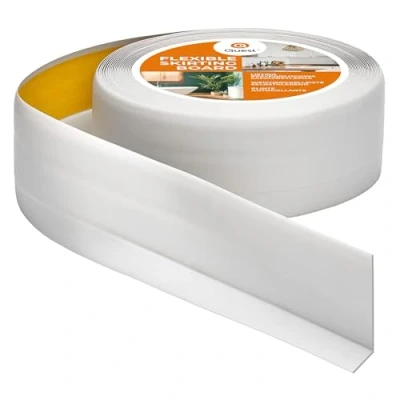 Bild av Quest Självhäftande Mjuk Golvlist, PVC sockellist, Avslutningslist 50 mm x 20 flexibel böjbar list för inomhusbruk, vägg, golv tät, dekorativ (Askgrå, 10m)