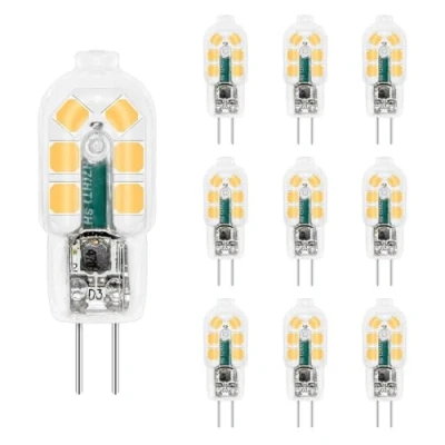 Bild av Akynite Glödlampa G4 2 W LED 12 V kall vit 6 000 K, 200 lm, ersättning halogenspotlight 10 20 W, inte dimbar, stiftsockellampa AC DC för köksfläkt, set om