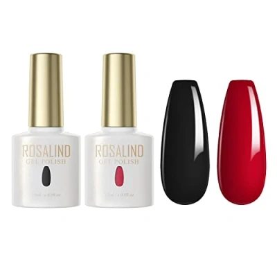 Bild av ROSALIND UV nagellack svart röd Gel 15ml LED Soak Off Nail Polish Shellac Starter Set Valentine&#039;s Day 2PCS