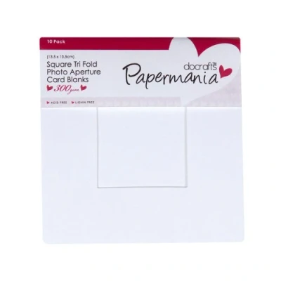 Bild av Papermania fyrkantiga öppningskort/kuvert paket med 10, 300 gsm, vit, 13,5 x cm, korttillverkning set för födelsedagskort, tackkort, alla hjärtans dag, baby shower, bröllopskort, perfekt