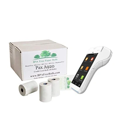 Bild av Pax A920 BPA fria kreditkortsrullar (50 rullar per låda) 57 x 40 mm kreditkort PDQ pappersrullar fri BPC BPF BPS fenolfri (1)