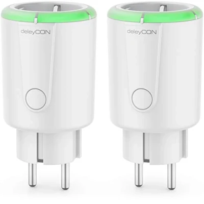 Bild av deleyCON 2x Digital Timer Nedräkningsfunktion Omkopplare Brytare Uttag 15 till 75 Minuter Komopplingstid max. 1800W Kontaktskydd Inomhus Vit