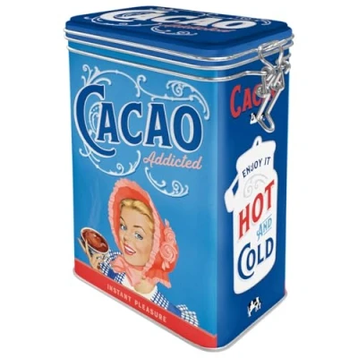 Bild av Nostalgic Art Kaffeburk i retrostil, Cacao Addicted Presentidé för nostalgiälskare, Plåtask med aromlock, Deko vintagedesign, 1,3 l