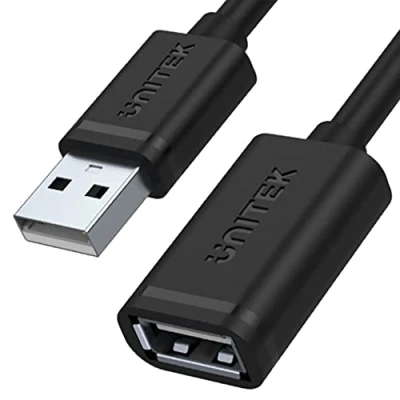 Bild av UNITEK 1 meter USB 2.0 förlängningskabel Super Speed A hane till hona Förlängning för skrivare, mus, tangentbord, kortläsare Svart