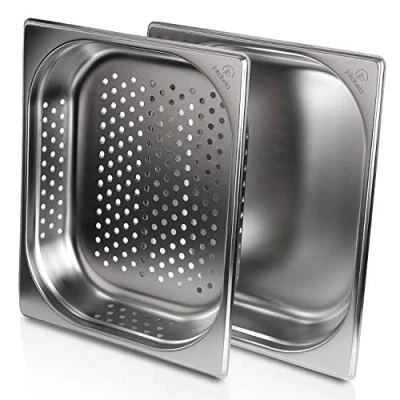 Bild av jokobela GN kantin SET :: 1/2 65 mm, 1 x perforerad, operforerad:: lämplig för Gaggenau/Miele/Siemens/AEG/Elektrolux ångkokare (temperaturbeständig, rostfritt stål, diskmaskinssäkra)