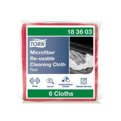 Bild av Tork Rengöringsduk mikrofiber röd 6/fp