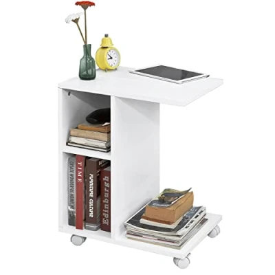Bild av SoBuy Soffbord med hjul Vardagsrumsbord Laptopbord, vit FBT48 W