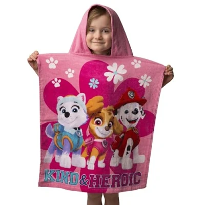 Bild av Jerry Fabrics Paw Patrol heroisk ponch strandhandduk 115 x 50 cm Supermjuk barnponchohandduk och snabbtorkande absorberande bomullshandduk för barn, sommarnödvändigheter barn