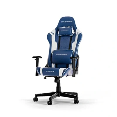 Bild av DXRacer (Orginalet) Prince P132 Gamingstol, Konstläder, Blå Vit, Upp till 185 cm
