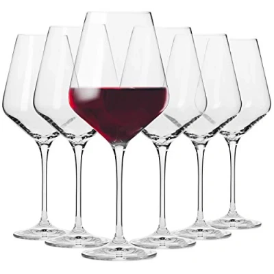 Bild av KROSNO Röda Vinglas Set med 6 490 ML Avant Garde samlingen Kristallglas Perfekt för hem, restauranger och fester Diskmaskin säker
