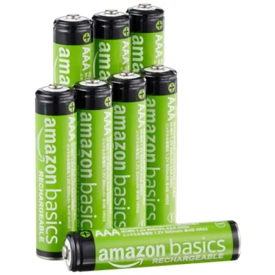 Bild av Amazon Basics Uppladdningsbara AAA batterier med hög kapacitet, NiMh, förladdade, 8 pack (utseendet kan variera)