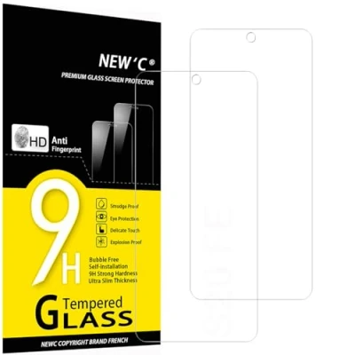 Bild av NEW&#039;C 2 Pack, skärmskydd i glas för Samsung Galaxy S20 FE, bubbelfri, 9H hårdhet, 0,33 mm ultratransparent, ultrabeständigt härdat