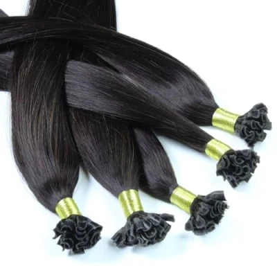Bild av hair2heart Extensions äkta hår bindningar slätt 25 slingor 1 g 40 cm 4/0 medelbrun