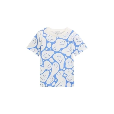 Bild av TOM Tailor MIT Alloverprint Tshirt med print för barn, Storlek: 104/110, Off white blue smiling design
