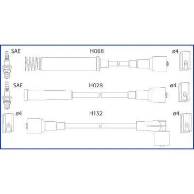 Bild av HITACHI 134217 Jeu De Fils d&#039;Allumage OPEL: Astra F CC, Cabriolet, Berline