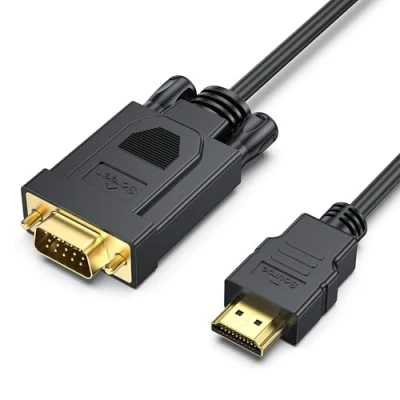 Bild av HDMI till VGA, Benfei guldpläterad VGA 1,8 M kabel (hane hane) för dator, stationär bärbar PC, bildskärm, projektor, HDTV, Chromebook, Raspberry Pi, Roku, Xbox med mera svart