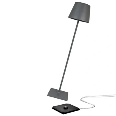 Bild av Zafferano, Poldina XXL Lampa, Uppladdningsbar Sladdlös Golvlampa Med Touchkontroller, Lämplig för Interiör och Utomhusbruk, Dimmer, 2700 3000 K, Justerbar Höjd 69 150 CM,Färg Mörk Grå