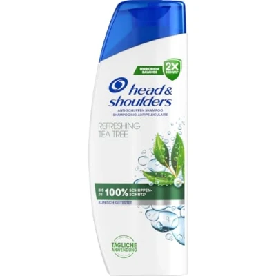 Bild av Head &amp; Shoulders Uppfriskande Tea Tree anti mjällschampo 300 ml för daglig användning. Upp till 100% mjällskydd, kliniskt testad. Passar alla hår och hårbottenstyper. Ren känsla av friskhet
