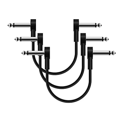 Bild av SONICAKE 6 Inch Gitarrlapp kabel Gitarreffekt Pedalkablar ljudlösa 1/4 Tum Rät Vinkel TS Mono snören för Gitarr/Baseffektpedaler Svart 3 Pack
