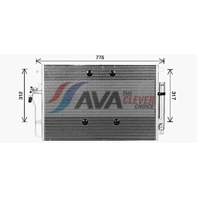 Bild av AVA COOLING SYSTEMS MS5724D Kondensator med avfuktare Aluminium 715, 677mm R134a, R1234yf MERCEDES BENZ: Sprinter 3.5 T Flak/Chassi