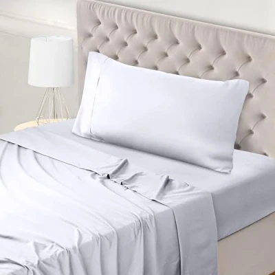 Bild av Utopia Bedding 3 Delat Sänglakanset 90x190 Enkel Skötsel Mjukt Borstat Mikrofibertyg Platt Lakan, Dra på lakan Med 1 Örngott 50x75, Vit