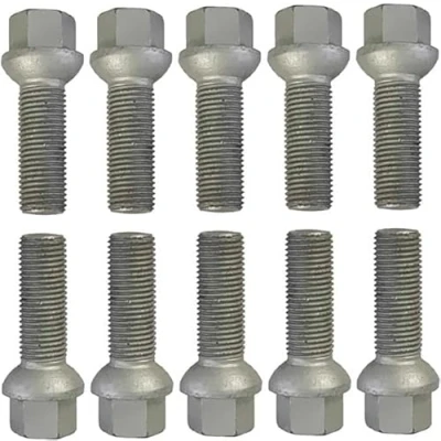 Bild av 10 hjulskruvar hjulbultar silver kulkrage R14 M14 x 1,5 45 mm