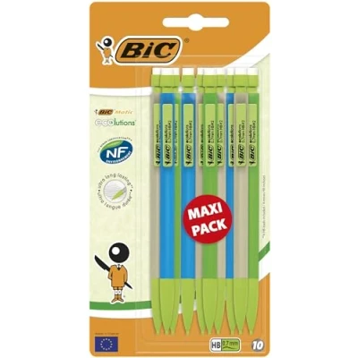 Bild av BIC Matic ECOlutions NF märkt Mekanisk miljö 0,7 mm HB, blandade kroppsfärger, blisterförpackning med 10