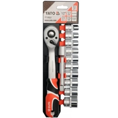 Bild av YATO YT 38821 Jeu de douilles 12 Acier chrome vanadium 1/2
