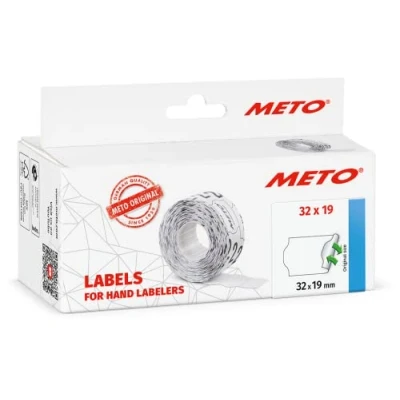 Bild av Meto etiketter för handetiketter (32x19 mm, 2 rader, 5 000 stycken, vit, avtagbar, METO, Contact, Sato, Avery, Tovel, Samark etc.)