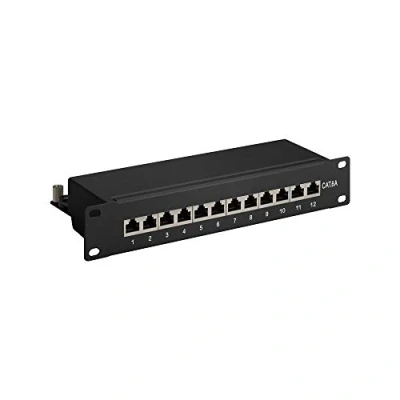Bild av Pro CAT 6a 10 inch (25.4 cm) patch panel 12 port bla Svart