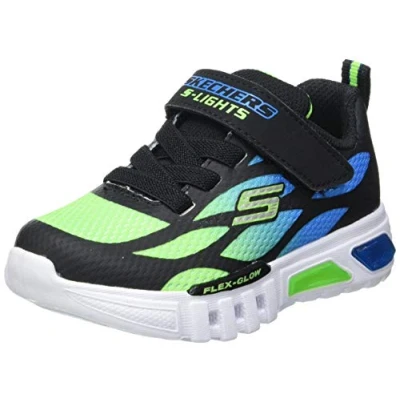 Bild av Skechers Flex glow Dezlom pojkar Sneaker ,Svart syntetisk textil blå lime trim, 35.5 EU
