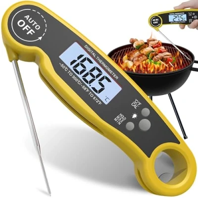 Bild av Retoo Kötttermometer grilltermometer stektermometer kökstermometer digital termometer omedelbar läsning 3 s LCD skärm bil off ugnstermometer för kök BBQ ugn bakning
