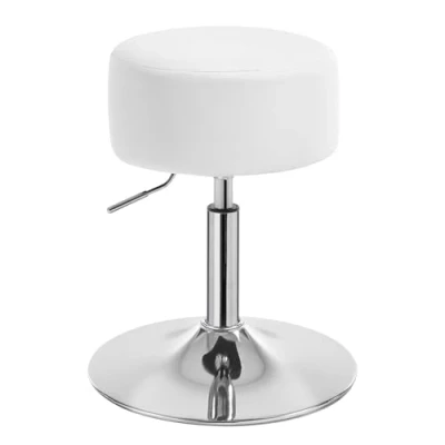Bild av WOLTU BH14ws 1 designpall med handtag, steglös höjdjustering, förkromat stål, halkskydd, lättskött konstläder, väl vadderad sits, vit