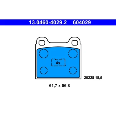 Bild av ATE 13.0460 4029.2 Jeu de plaquettes frein non préparé pour indicateur d&#039;usure, contact signal d&#039;usure exclu VOLKSWAGEN: GOLF 1 Cabriolet