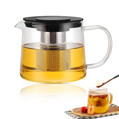 Bild av tekanna med sil, 1 500 ml glas, av glas lock, tekanna, glastekanna, teapot för induktion och andra typer spisar
