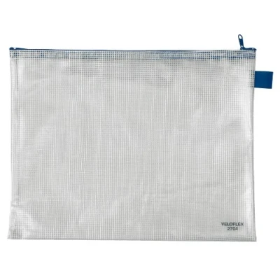 Bild av VELOFLEX 2704000 blixtlåsficka DIN A4 dragkedjeväska dokumentväska PVC tygförstärkt transparent, 1 st