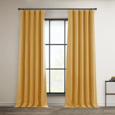 Bild av HPD Half Price Drapes Texturerade mörkläggningsgardiner i konstgjort linne för sovrum, 1 längd, gardiner vardagsrum, heminredning, 127 x 213 cm (B L), guld (Dandelion Gold)