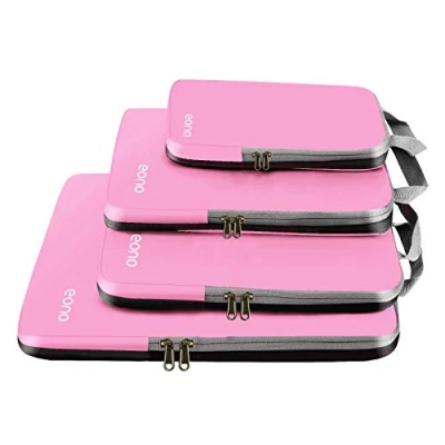 Bild av Eono 3/4/6 set komprimeringsförpackningskuber, resebagage organiseringsset, resekuber, utdragbara organiseringsväskor för resor resväska organisering, 4 set, rosa, M