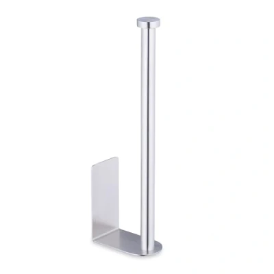 Bild av Relaxdays Reservrullehållare, självhäftande, 2 reservhjul, H x B D: 26 4,5 7,5 cm, väggtoalettpappershållare, silver