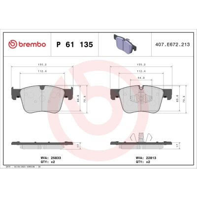 Bild av Bromsbeläggssats, skivbroms BREMBO P 61 135