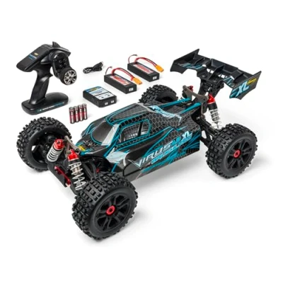 Bild av Carson 500409081 1:8 Virus 4.2 XL 100% RTR svart/turkos RC bil, fjärrstyrd hastighet upp till 80 km/h, modell, inklusive fjärrkontroll