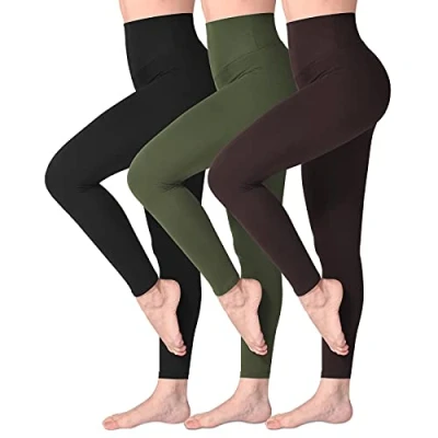 Bild av SINOPHANT Hög midja Leggings för kvinnor, Smörig Mjuk Elastisk Ogenomskinlig Tummy Control Leggings, Plus Size Workout Gym Yoga Stretchiga Byxor