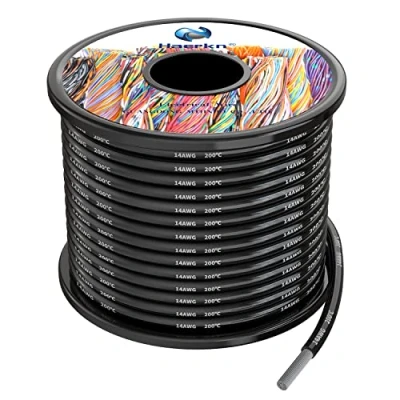 Bild av 14 AWG, 2,0 mm², silikon, elektrisk trådkabel, svart, 10 meter, mjuk och flexibel, syrefri, hög temperatur, beständig, förtennad koppartråd