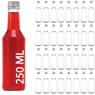 Bild av Casavetro Klart Skruv Top Tomma glasflaskor 250 ml Återanvändbara Påfyllningsbara Twist Av Lock lufttät Metall för Kombucha Ölbryggning Gin Olja Vinäger Öl Vin Cider, Vodka Soda och Vatten (30 x ml)
