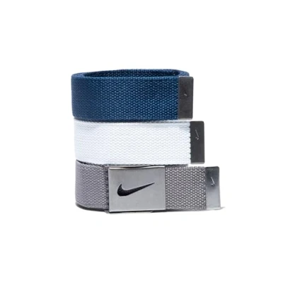 Bild av Nike 3 pack webbbälte för män, Vit/grå/marinblå, one size