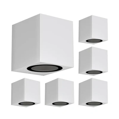 Bild av ledscom.de 6 st. vägglampa ALSE för utomhusbruk, IP54, downlight, vit matt, kantig, 1x GU10 max. 35W